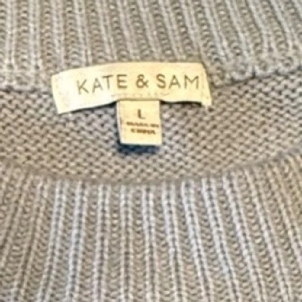 Kate & Sam Womens Blue Pink Heart Cable Knit Sweater Crew Neck High Low Large